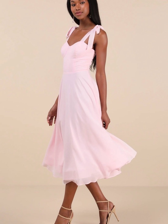 Lulus Dresses & Skirts - Charisma Light Pink Tie-Strap A-Line Midi Dress